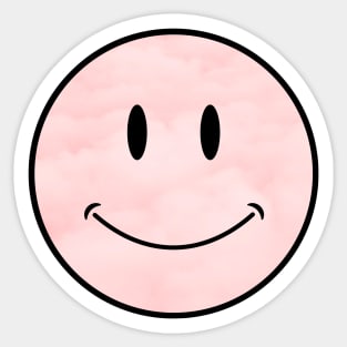 pastel pink cloud background vintage classic Smiley Face Black Outline Sticker